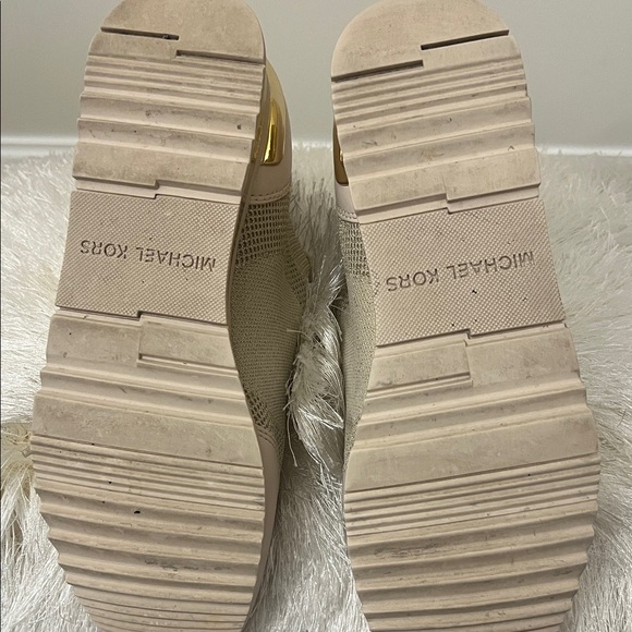 Michael Kors Cream and Gold Lace-Up Sneakers - Picture 3 of 4